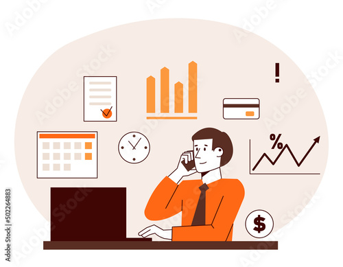 Financial specialist, broker at work.