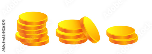 Stack of gold coins. Set of 3d gold coins. Vector clipart isolated on white background.