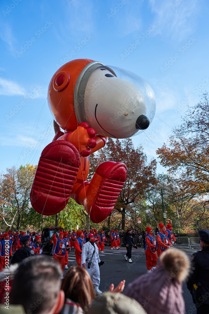 Snoopy Balloon at Thanksgiving Parade in NYC. Macy's Parade in