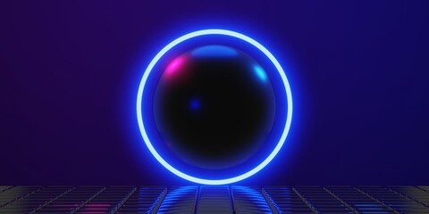 metaverse vr virtual reality with network, gaming of simulation, cyberpunk gamer background, 3d rendering illustration, scifi ai robot technology