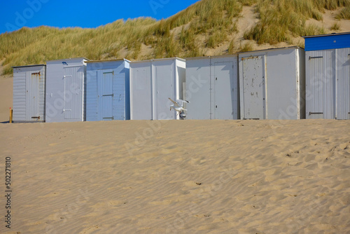 Little beach cabins at a North Sea