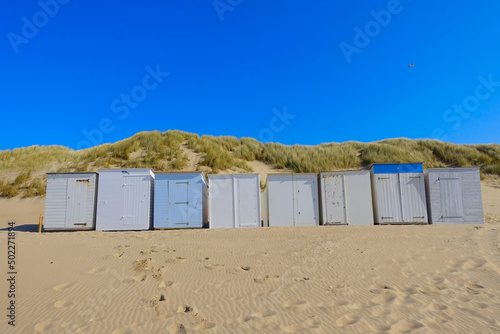 Little beach cabins at a North Sea