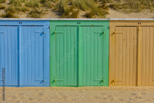 Little beach cabins at a North Sea