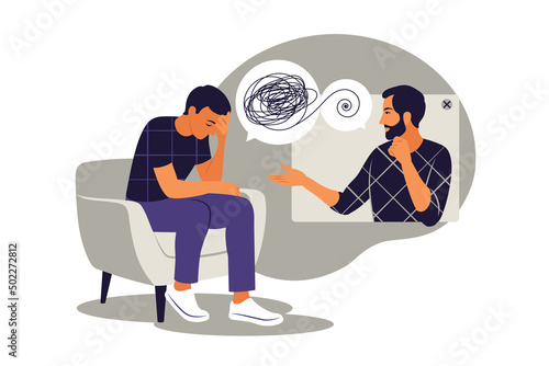 Psychological counseling concept. Psychological assistance service. Vector illustration. Flat.