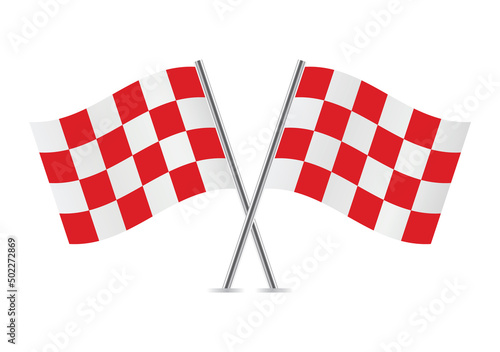 North Brabant (province of the Netherlands) crossed flags on white background. Vector illustration. photo