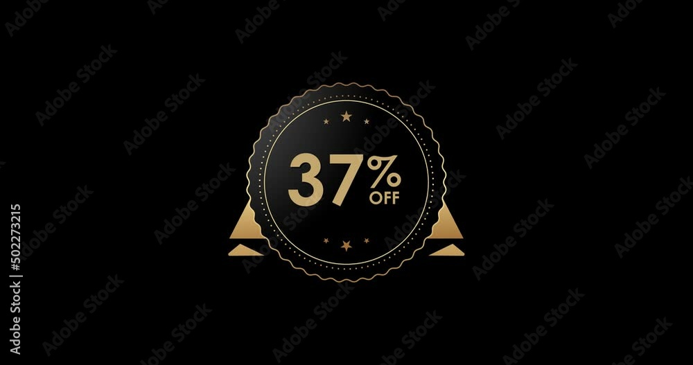 37% off animation Isolated on black background, 37 percent Discount badge animation 37% off animation Isolated on black background, 37 percent Discount badge animation