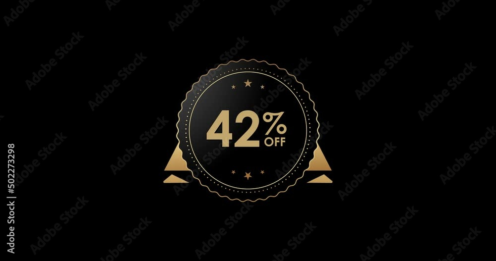 42% off animation Isolated on black background, 42 percent Discount badge animation 42% off animation Isolated on black background, 42 percent Discount badge animation