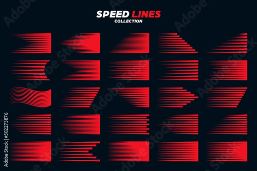 Red comic speed lines signs collection Fototapet
