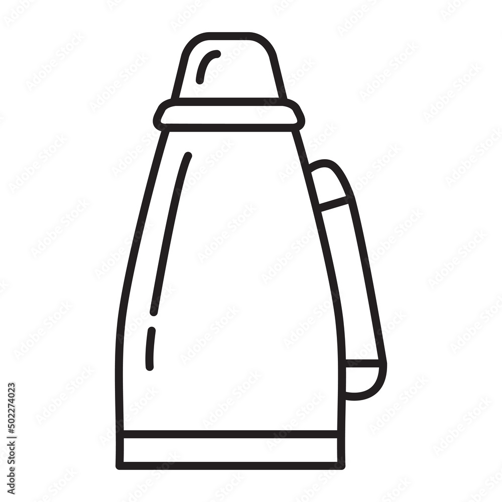 Thermos for hot drinks. Jugful with handle.Outline vector illustration. Isolated on white background. Thermos for hot drinks. Jugful with handle.Outline vector illustration. Isolated on white background.