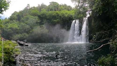 Footage of Leon waterfall (Cascade Leon) which is hidden in a forest located in the south of Mauritius island