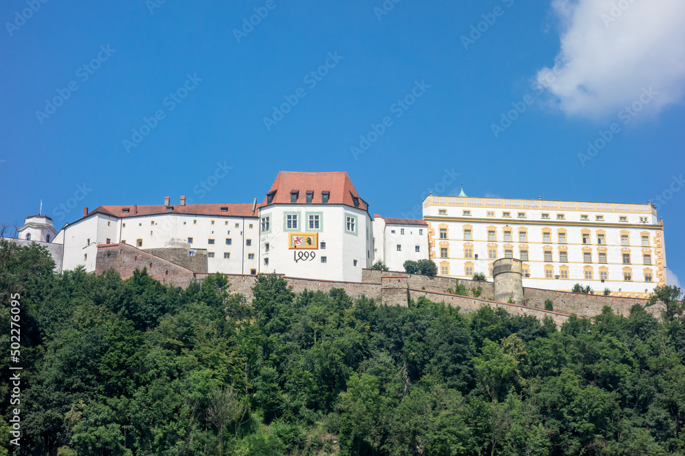 Passau, Germany, July 26, 2021. Veste Oberhaus is a fortress that served as a fiefdom for the bishop of Passau , Germany. 