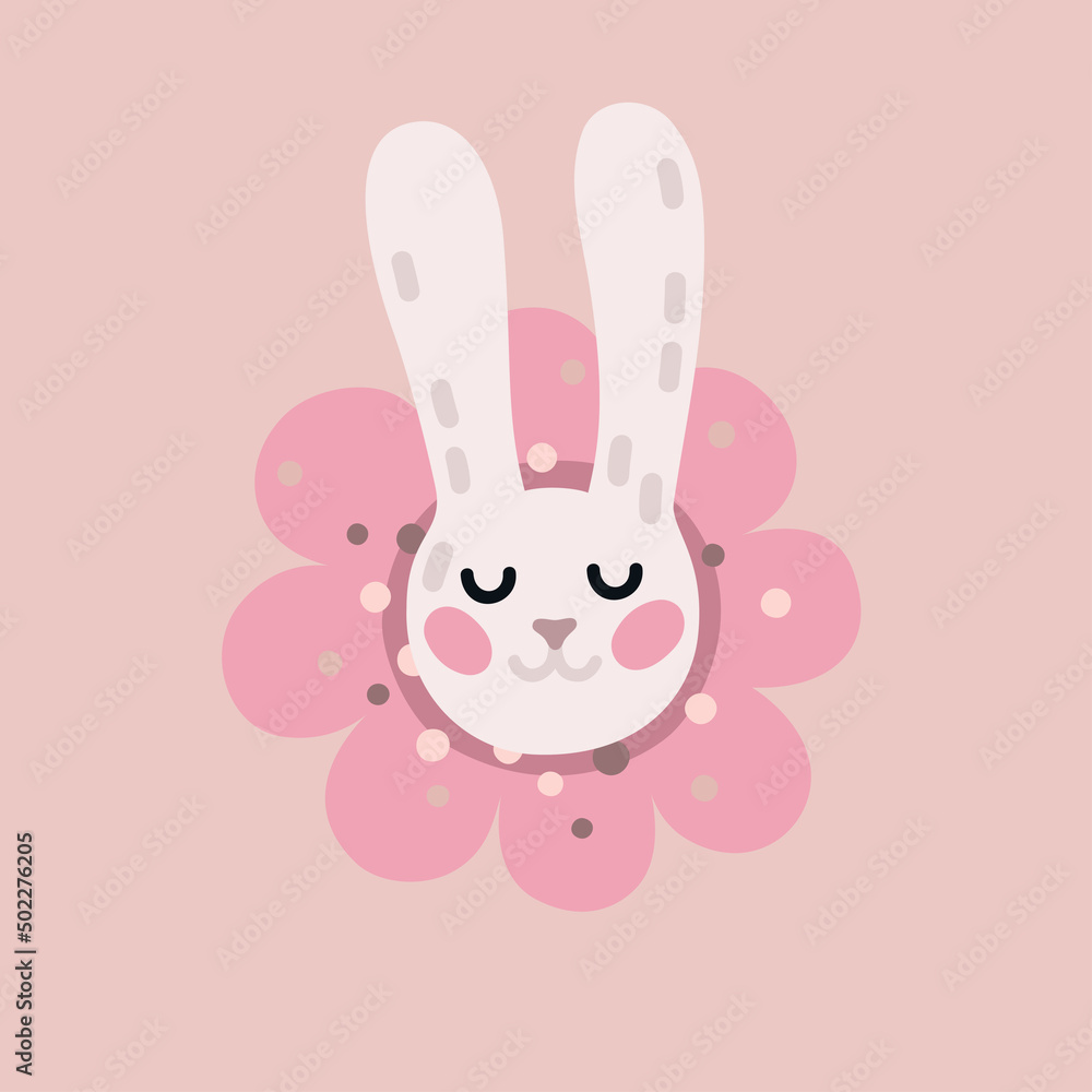 Fototapeta premium Easter bunny head and flower