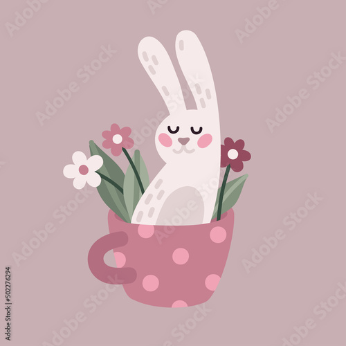 Easter bunny and flower in cup