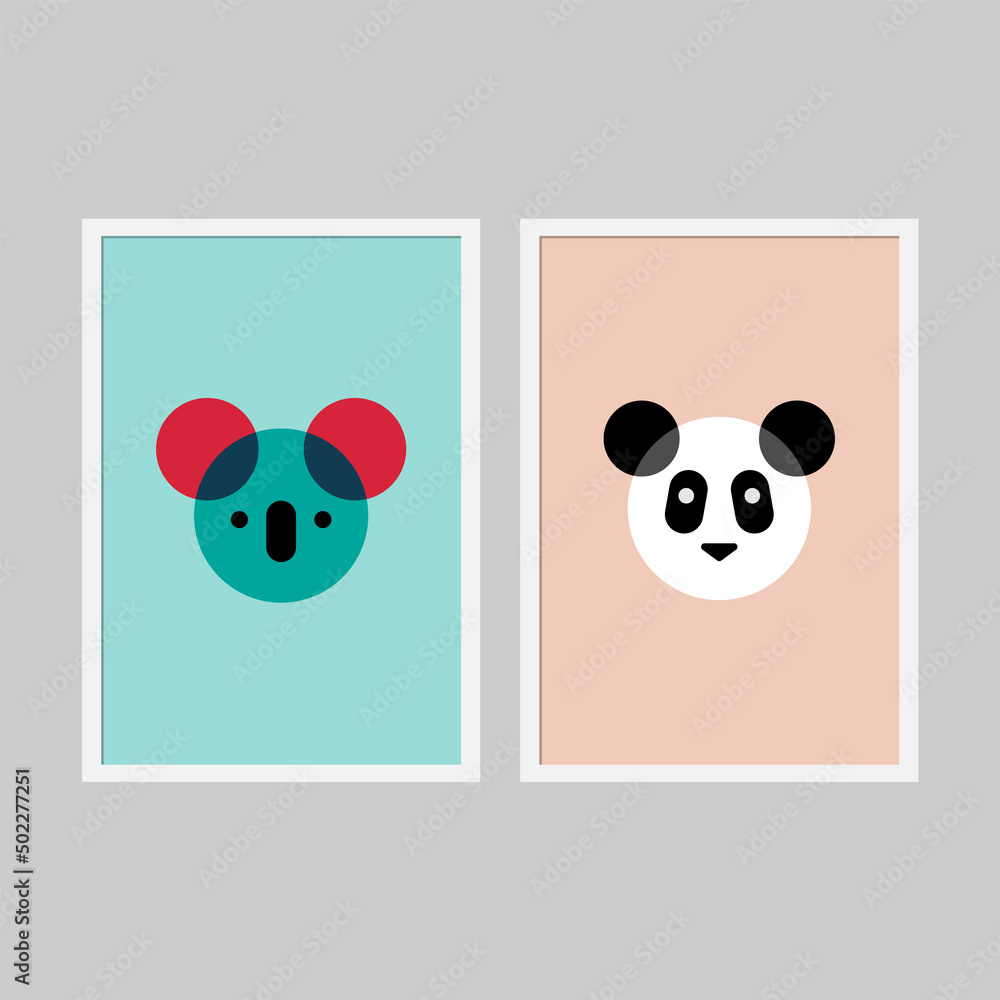 Fototapeta premium Minimalist and colorful bear poster templates.
