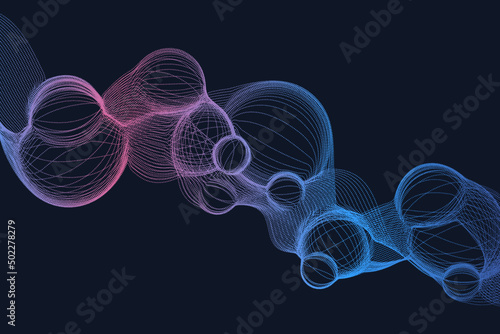 Navy blue liquid gradient digital background. Bubble volume decorative background