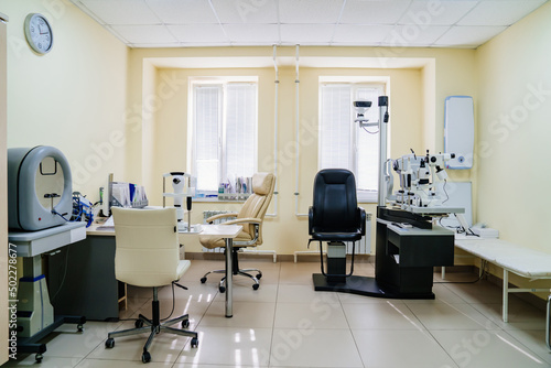 interior of a modern ophthalmological office in an optics store or clinic. 
