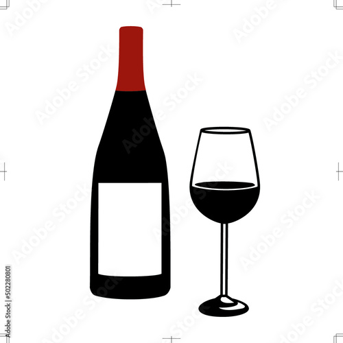 Silhouette of a winebottle and the wineglass
