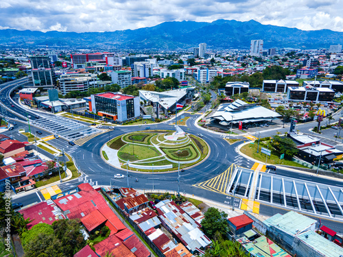 Fotografie, Obraz Beautiful aerial view of the new Flag roundabout in Costa Rica, Rotonda de la ba