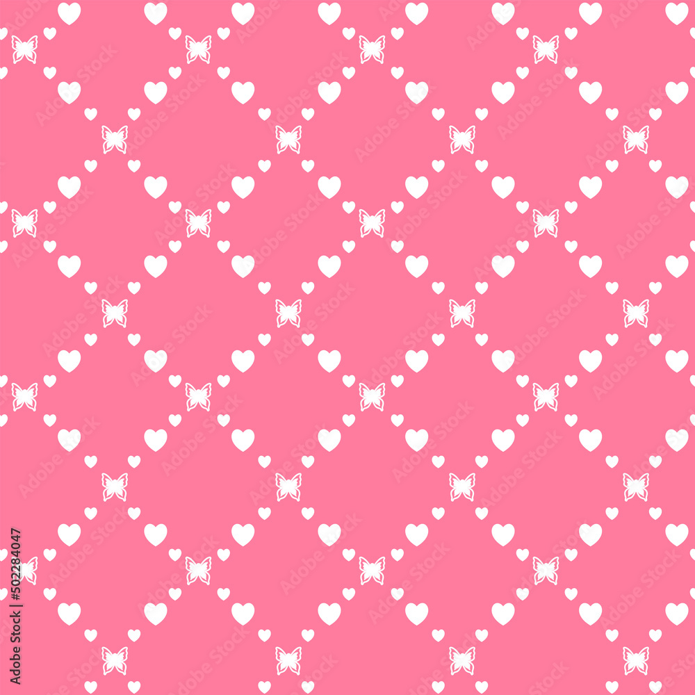 Netting abstract seamless pattern with butterflys and hearts. Cute grid Y2K background. Nostalgic 2000s vector print. Retro girly lattice backdrop 1990s style Netting abstract seamless pattern with butterflys and hearts. Cute grid Y2K background. Nostalgic 2000s vector print. Retro girly lattice backdrop 1990s style