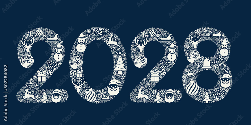 2028 Happy New Year in golden design, Holiday greeting card design. 2028 Happy New Year in golden design, Holiday greeting card design.