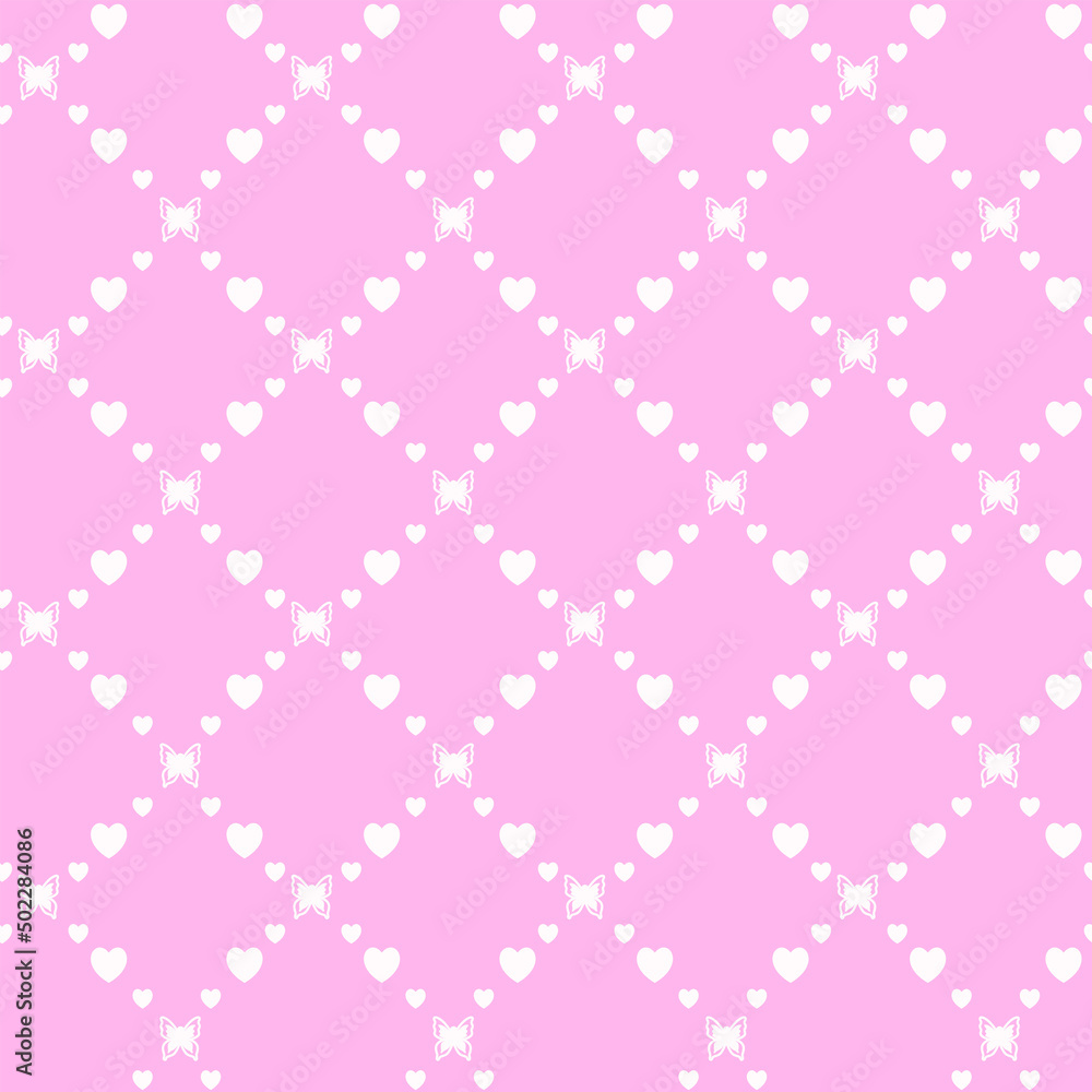 Netting abstract seamless pattern with butterflys and hearts. Cute grid Y2K background. Nostalgic 2000s vector print. Retro girly lattice backdrop 1990s style Netting abstract seamless pattern with butterflys and hearts. Cute grid Y2K background. Nostalgic 2000s vector print. Retro girly lattice backdrop 1990s style