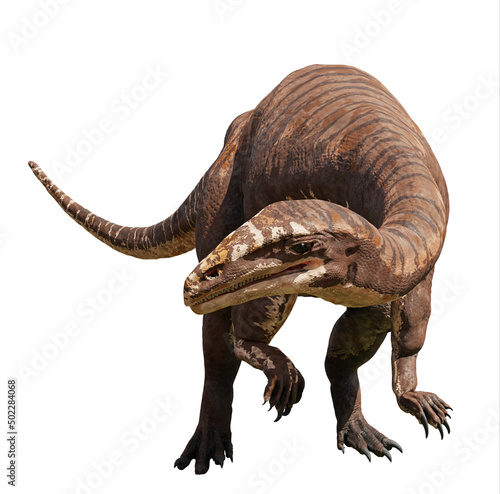 Fototapeta Naklejka Na Ścianę i Meble -  Plateosaurus engelhardti, prosauropod dinosaur from the Late Triassic epoch, isolated on white background 