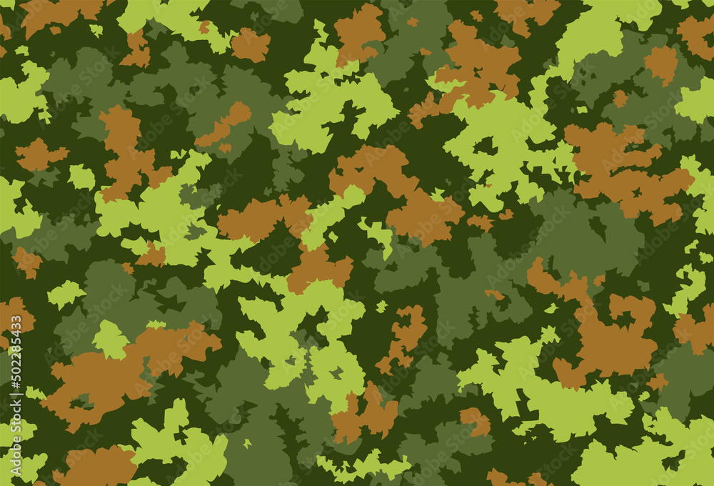 Seamless classic camouflage pattern. Camo fishing hunting vector background. Masking light green beige brown color military texture wallpaper. Army design for fabric paper vinyl print Seamless classic camouflage pattern. Camo fishing hunting vector background. Masking light green beige brown color military texture wallpaper. Army design for fabric paper vinyl print