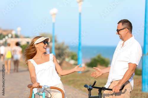 Mature couple with bicycles...