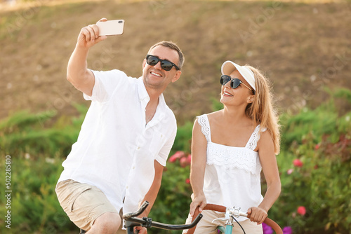 Mature couple with bicycles...