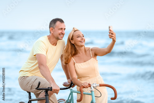 Mature couple with bicycles...