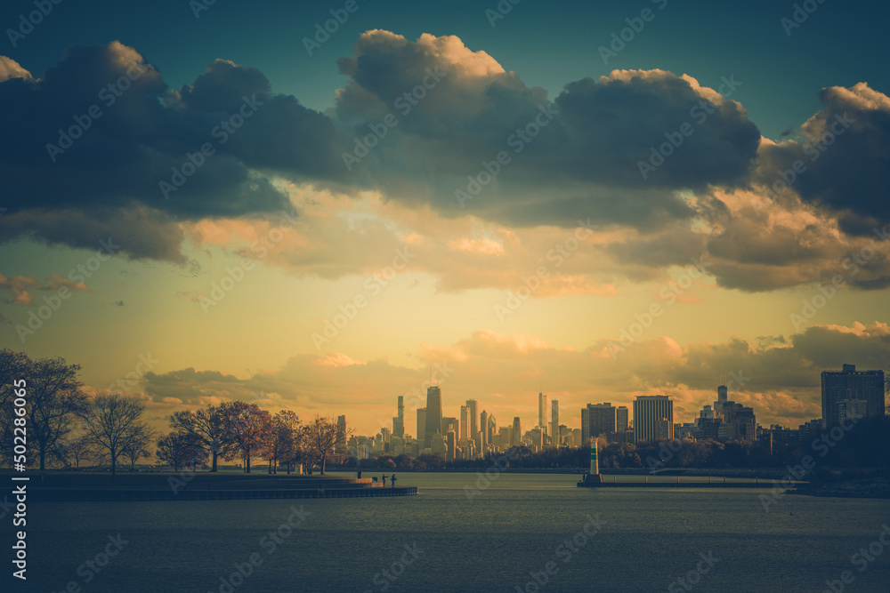 Late Fall City of Chicago Skyline