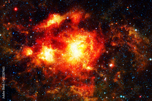 Fotografie Red space nebula. Elements of this image furnished by NASA