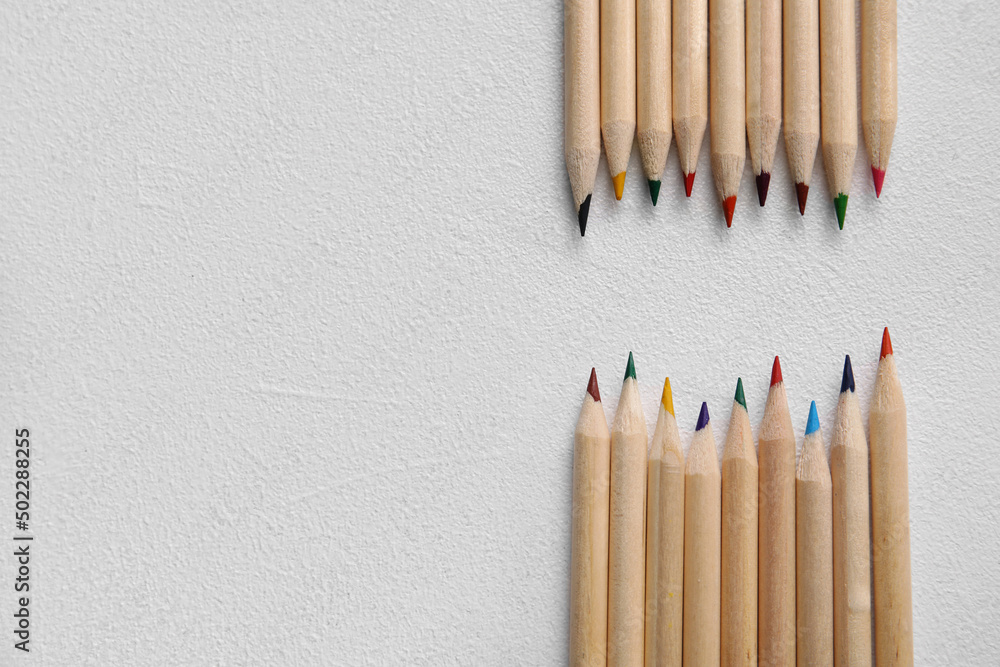 Fototapeta premium Colorful pencils on light background