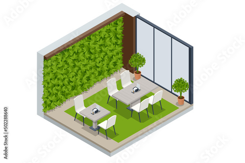 Isometric Fast Food Court, Restaurant Interior, Catering, Shopping Mall