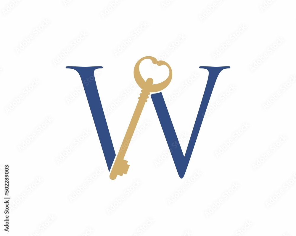 Letter W With old Key Logo Vector 001 Letter W With old Key Logo Vector 001