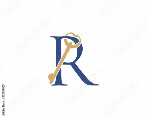 Letter R With old Key Logo Vector 001