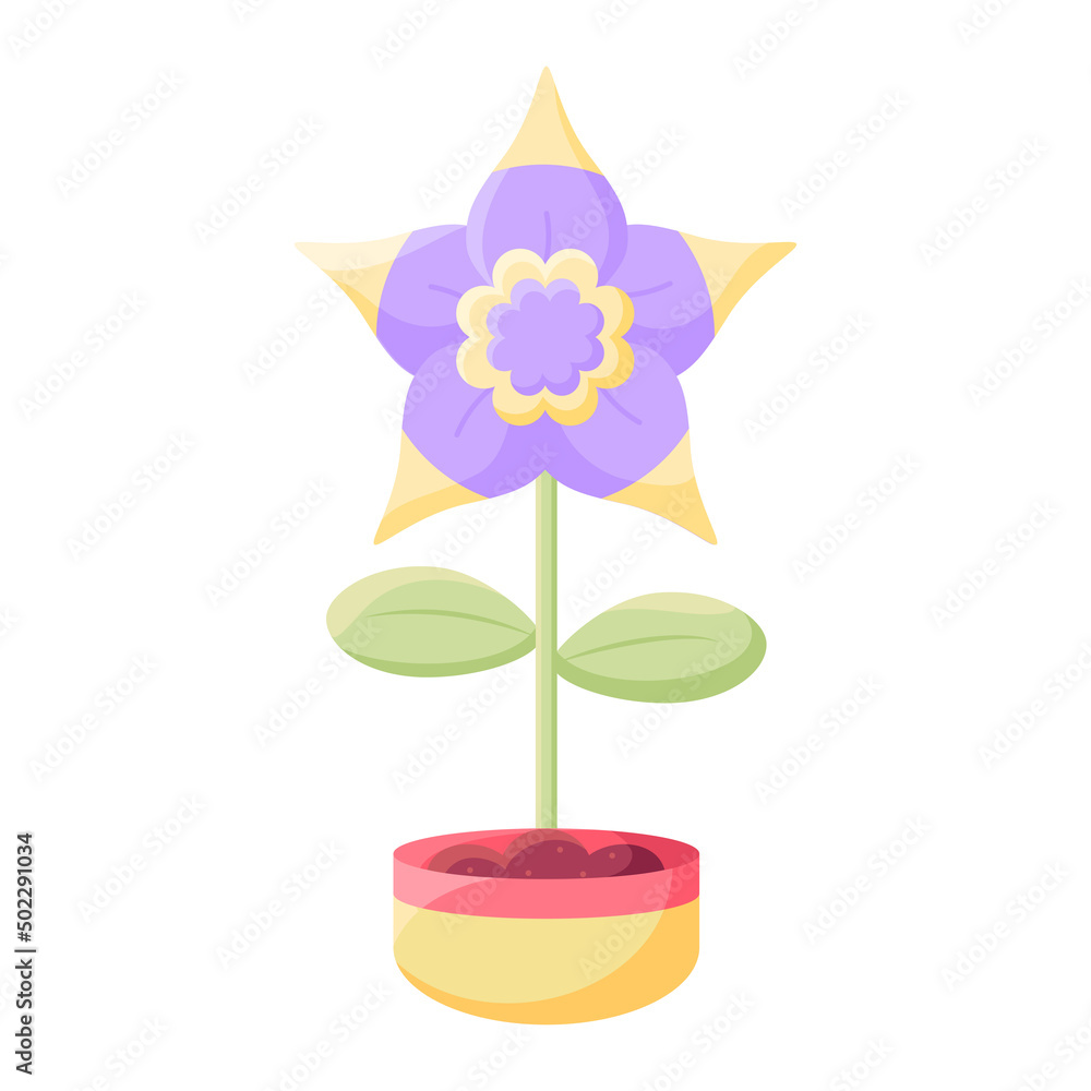 Isolated flower in a flowerpot Flat icon Vector illustration