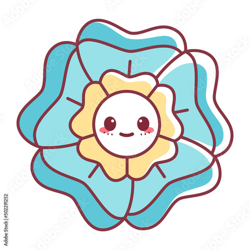 Wallpaper Mural Isolated happy flower cartoon kawaii Vector illustration Torontodigital.ca