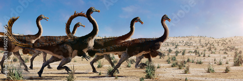 Gallimimus, fast running theropod dinosaurs that lived during the Late Cretaceous period  photo