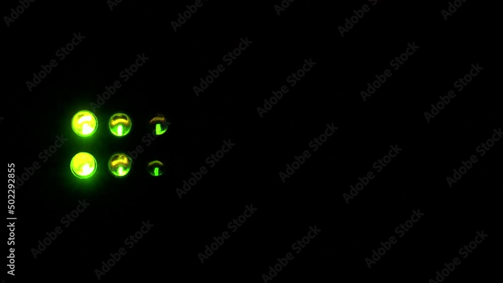 LED audio level indicators against a black background - Looping LED audio level indicators against a black background - Looping
