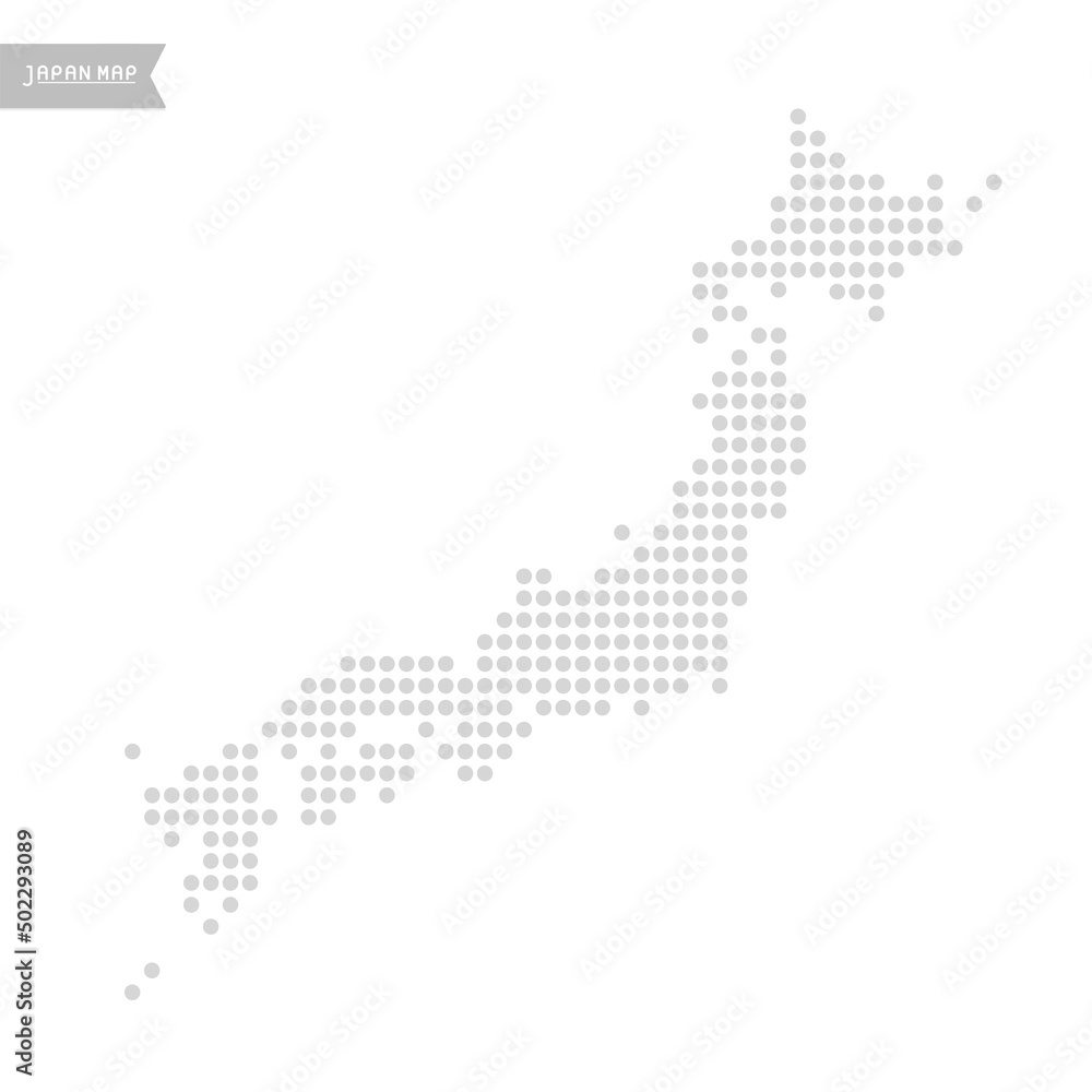 ドットで描いた日本地図：薄いグレーのシンプルな日本列島