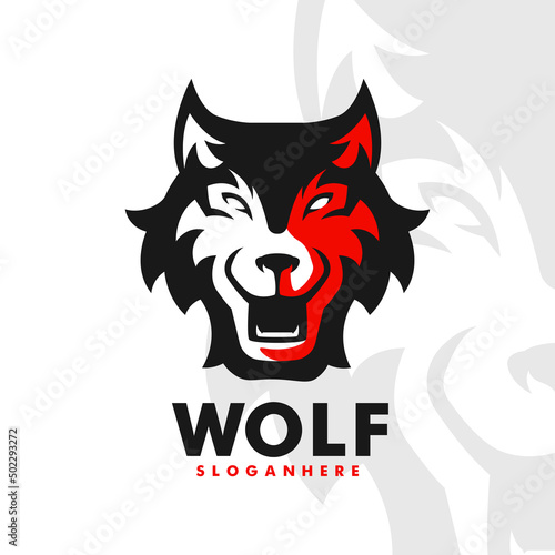 Wolf athletic club vector logo concept isolated on white background. Modern sport team mascot badge design. Sports or Esport team logo template with wolves vector illustration