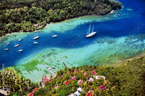 Obraz na płótnie Marigot Bay, south of Castries on the west coast of the island of St. Lucia in the Caribbean. Location for film Dr. Dolittle w salonie