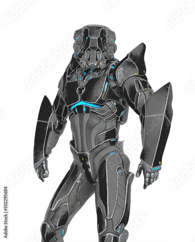 man in an armored nano tech suit is looking for troble photo