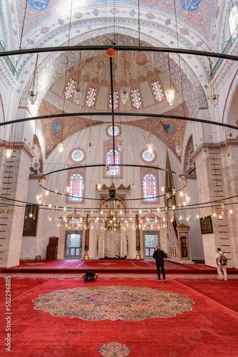 Awesome interior of the Bayezid II Mosque in Istanbul, Turkey photo