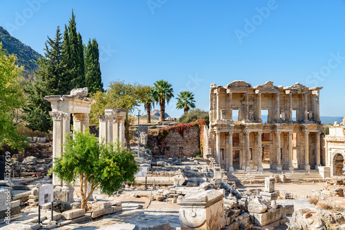 View of the the Library of Celsus in Ephesus (Efes). photo