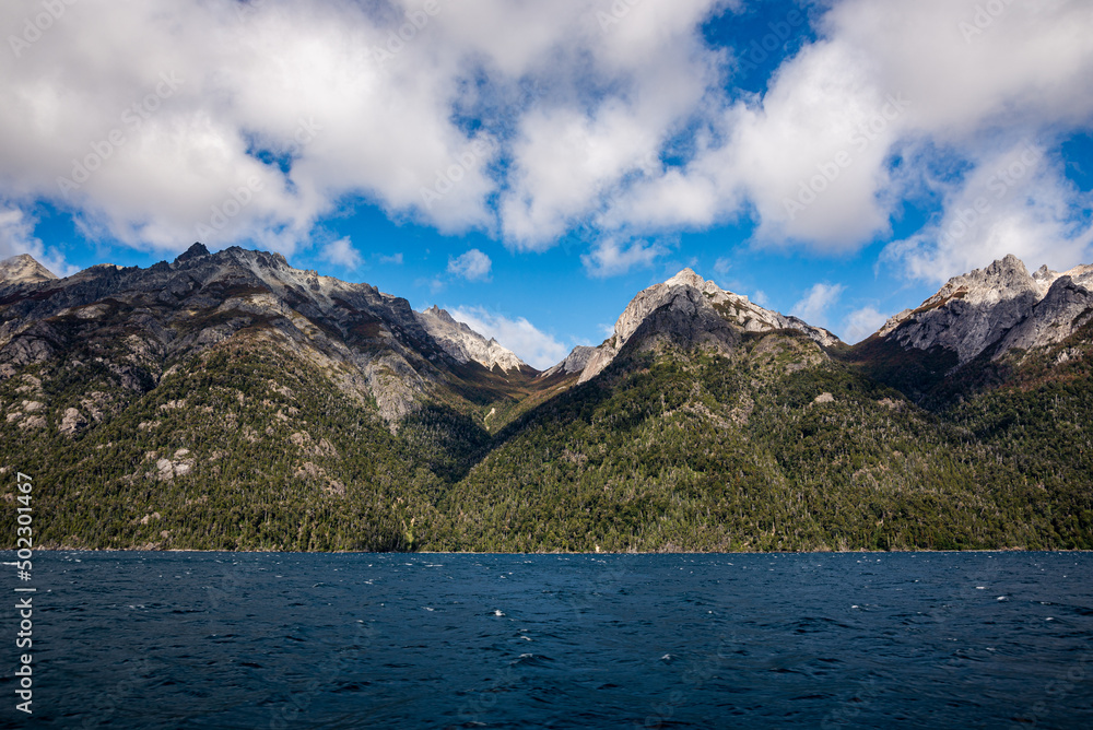 View of the Andes Mountains from the Nahuel Huapi lake, Bariloche, Rio Negro, Argentina