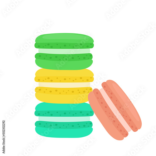 Vector illustration of a colorful macarons isolated on a white background.