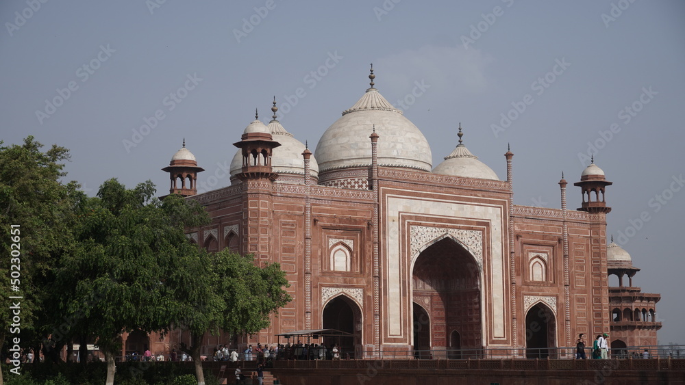 masjid image near Taj Mahal, Standing near River Yamuna. Taj Mahal is famous for Own beauty and one of the wonders of the world.