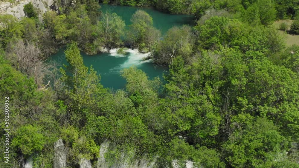 Aerial view of Manojlovac waterfall in Krka National Park, Croatia Aerial view of Manojlovac waterfall in Krka National Park, Croatia